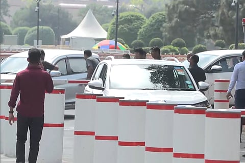 The entry of vehicles in Parliament complex was stopped for a short while today when a security siren was activated after a boom barrier at the entry gate fell, say top security sources. The entry of vehicles into the complex has resumed now.