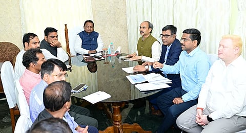 Chief Minister Mohan Charan Majhi taking a review of upcoming industrial projects at Paradip.