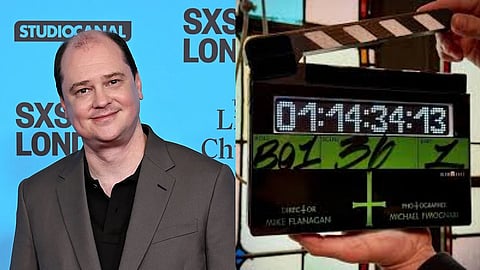 Mike Flanagan (L), The Exorcist clapperboard