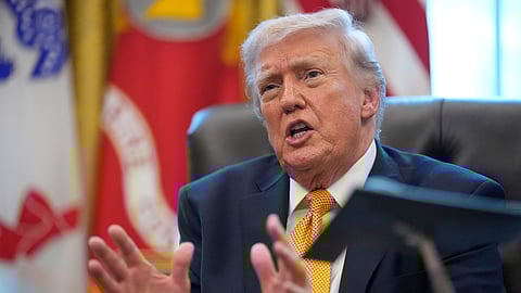 US President Donald Trump speaks in the Oval Office of the White House on Monday, March 16, 2026, in Washington.