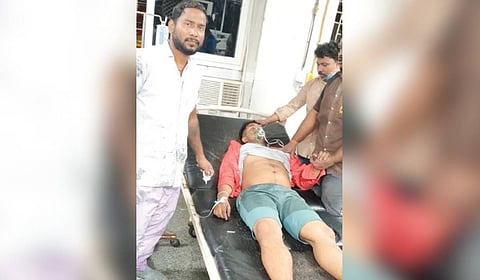 Sritam Rout, a Sahaya volunteer, hospitalised for breathing issues after ICU rescue.