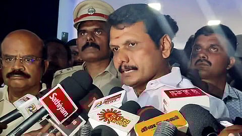 In this photo from Sep. 27, 2025, DMK leader Senthil Balaji arrives at hospital to meet the injured after a stampede took place during TVK chief and actor Vijay's public event in Karur.