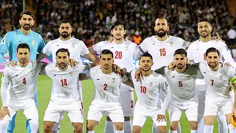Iranian national team players before an AFC third-round qualifier against the UAE at the Azadi Sports Complex in Tehran, Iran on March 20, 2025