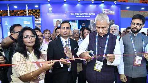 Bihar Power minister inaugurating Bihar Pavallion in Delhi with CMD Manoj Kumar Singh (in black) and MD Rahul Kumar (right).