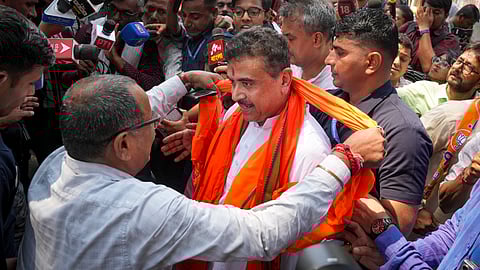 BJP candidate for Bhabanipur Assembly constituency Suvendu Adhikari during his election campaign, in Kolkata, Thursday, March 19, 2026.
