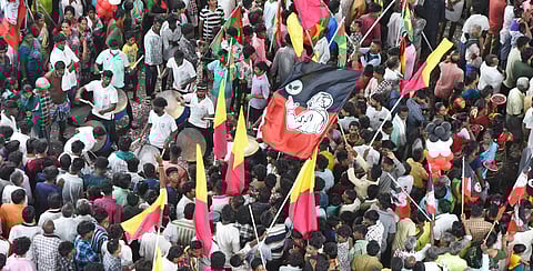 AIADMK supporters holding flags during EPS’s recent campaign
