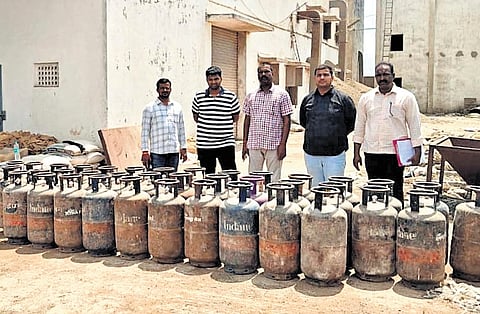 81 gas cylinders seized during raids in AP's Ongole.