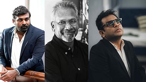 (L to R) Vijay Sethupathi, Mani Ratnam, AR Rahman