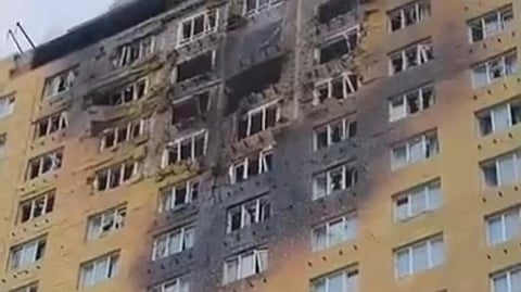 Under-construction residential complex, which was subjected to the attack