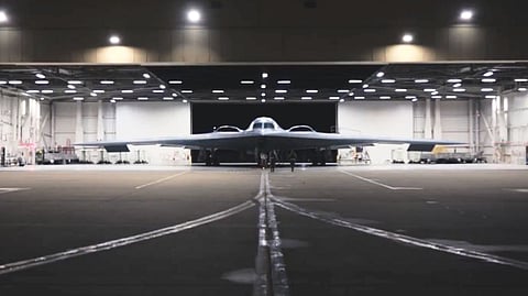 A US Air Force B-2 Spirit stealth bomber being deployed during Operation Epic Fury.