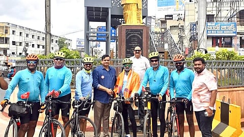 People takes part in Rotary International’s 1,400 km bicycle rally for polio eradication in Vijayawada on Saturday.