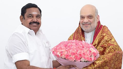 AIADMK General Secretary Edappadi K Palaniswami (L) and Union Home Minister Amit Shah (R)