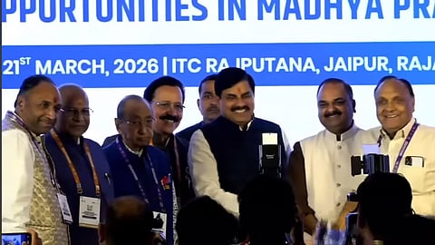 Madhya Pradesh Chief Minister Mohan Yadavat the Interactive Session on Investment Opportunities in Madhya Pradesh in Jaipur.