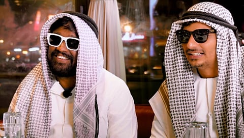 (L) M Rajesh and (R) Jiiva in the Jolliya Iruntha Oruthan announcement video