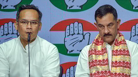 AICC general secretary Jitendra Singh with Assam Congress President Gaurav Gogoi.