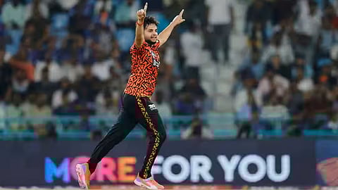 Harsh Dubey in action during the 2025 IPL