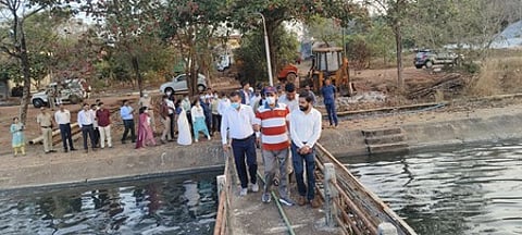 Karnataka Upa Lokayukta Justice B Veerappa inspects the Sewage Treatment Plant in Nittoor, Udupi on February 27.