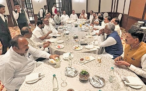 Karnataka Deputy Chief Minister DK Shivakumar at a dinner meet in Delhi.