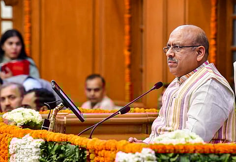 Assembly Speaker Vijender Gupta during the Budget session on Tuesday.