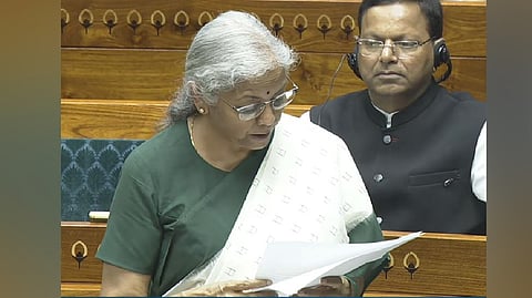 Finance Minister Nirmala Sitharaman speaks in Lok Sabha on Wednesday, March 25, 2026.