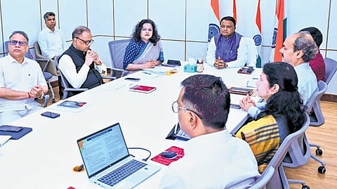 CM Mohan Charan Majhi taking stock of essential commodities at Lok Seva Bhawan