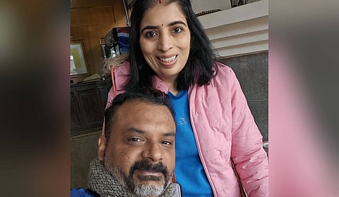 Shampa Pathak with her husband Saurabh.