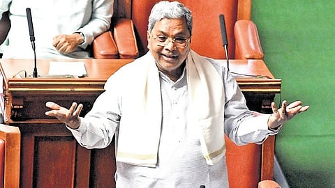 Chief Minister Siddaramaiah addresses the Assembly in Vidhana Soudha on Wednesday.