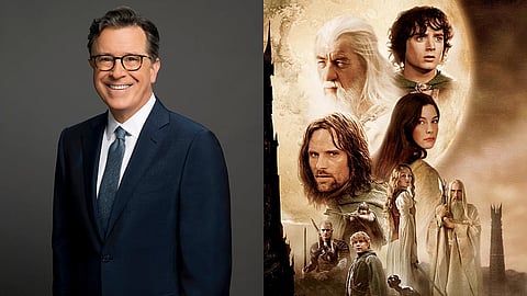 Stephen Colbert (L), a still from The Lord of the Rings: The Two Towers