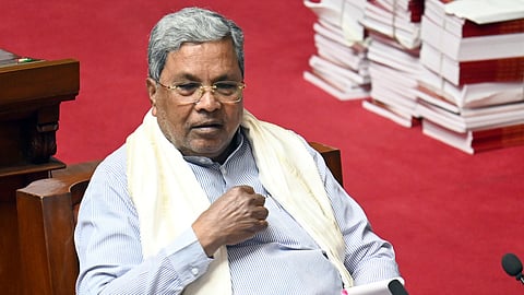 Chief Minister Siddaramaiah during the last day of Budget session at Vidhana Soudha in Bengalurur on Thursday.