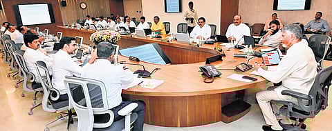 Chief Minister N Chandrababu Naidu presides over a Cabinet meeting held at the State Secretariat on Thursday