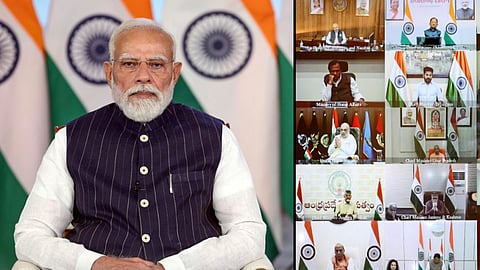 Prime Minister Narendra Modi chairs a virtual meeting with CMs, on West Asia; reviewing preparedness, plans.