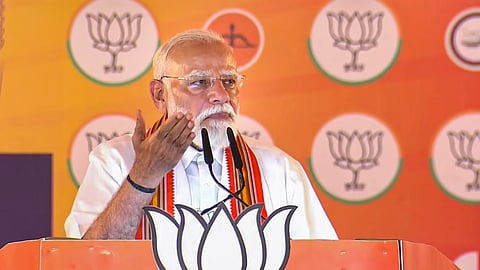 Prime Minister Narendra Modi addresses a public meeting in Palakkad, Kerala, on March 29, 2026.