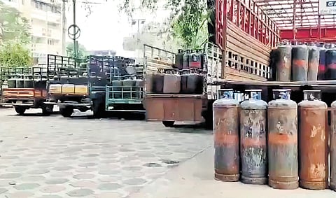 The LPG cylinders that were illegally stored in a graveyard in Banjara Hills, Hyderabad