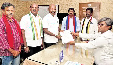 Ma Subramanian filing nomination papers at Saidapet on Monday