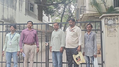 GHMC officials at property located in Srinagar Colony, Venkateshwara Hills under Yousufguda Circle-38 limits in Hyderabad.