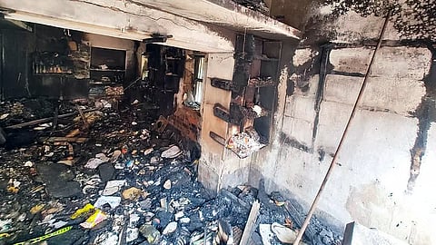A view of the gutted house of a family affected by the violence in West Bengal's Murshidabad district last year.