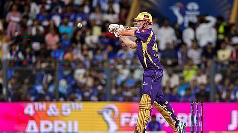 Kolkata Knight Riders' Cameron Green plays a shot during the Indian Premier League 2026 match against Mumbai Indians at Wankhede Stadium in Mumbai, March 29, 2026.