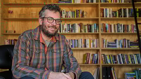 Author John Green poses in his studio in Indianapolis on Jan. 21, 2026