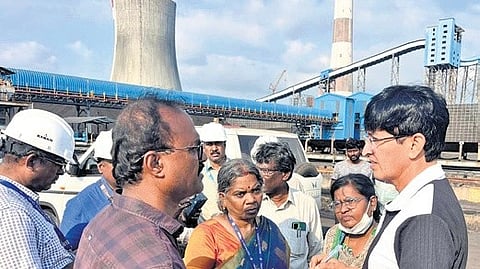 TNEB chairman J Radhakrishnan inspecting the site.