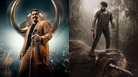 Ravi Basrur (L), Poster of Antony Varghese Pepe's Kattalan (R)