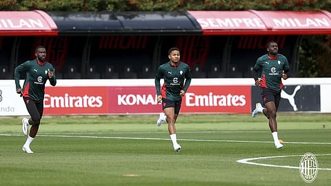 AC Milan players during a training session.