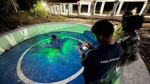 An Exclusive Drone Pod at Foot Path near Gali Gopuram to Tirumala . A tech conducting trails in Seshachala Forest to detect the wild sprawling.
