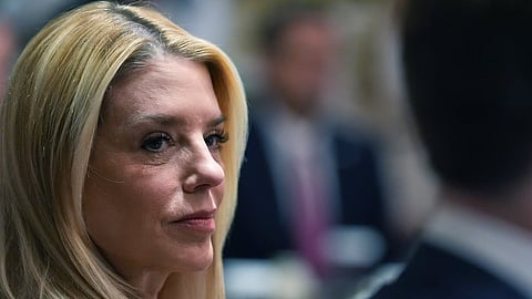Attorney General Pam Bondi listens during a Cabinet meeting at the White House, Thursday, March 26, 2026, in Washington.