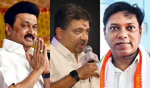 CM Stalin, Palanivel Thiaga Rajan, Minister for Information Technology and Digital Services and Congress MP Sasikanth Senthil.