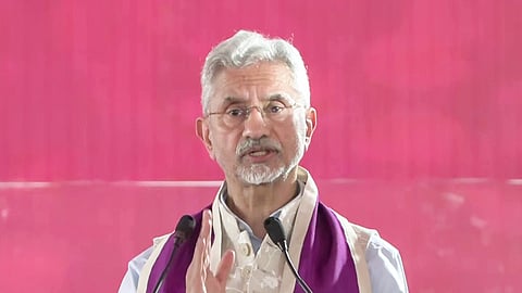 External Affairs Minister S Jaishankar speaks during the 15th Annual Convocation Ceremony at IIM Raipur in Abhanpur, Raipur, on Saturday.