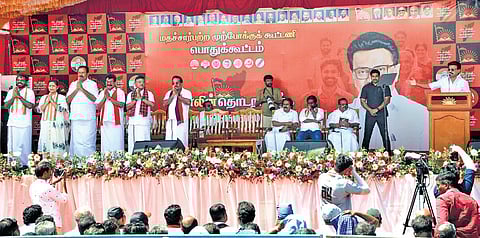 Chief Minister MK Stalin campaigns for Secular Progressive Alliance candidates in Nagercoil on Saturday | V Karthik Alagu