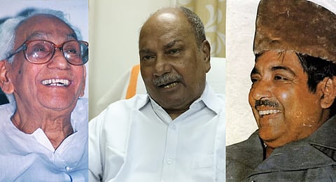From left to right: K Karunakaran, A K Antony and C H Mohammed
Koya