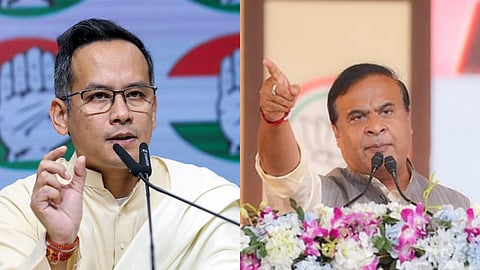 Congress Lok Sabha MP Gaurav Gogoi (L) and Assam chief minister Himanta Biswa Sarma