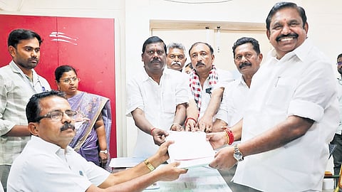 AIADMK general secretary Edappadi Palaniswami filing the nomination
