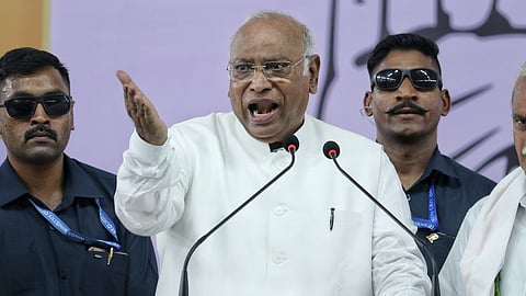 04/04/2026, TN, PONDICHERRY: Mallikarjun Kharge President of the Indian National Congress (INC) released the Election manifesto for upcoming Puducherr